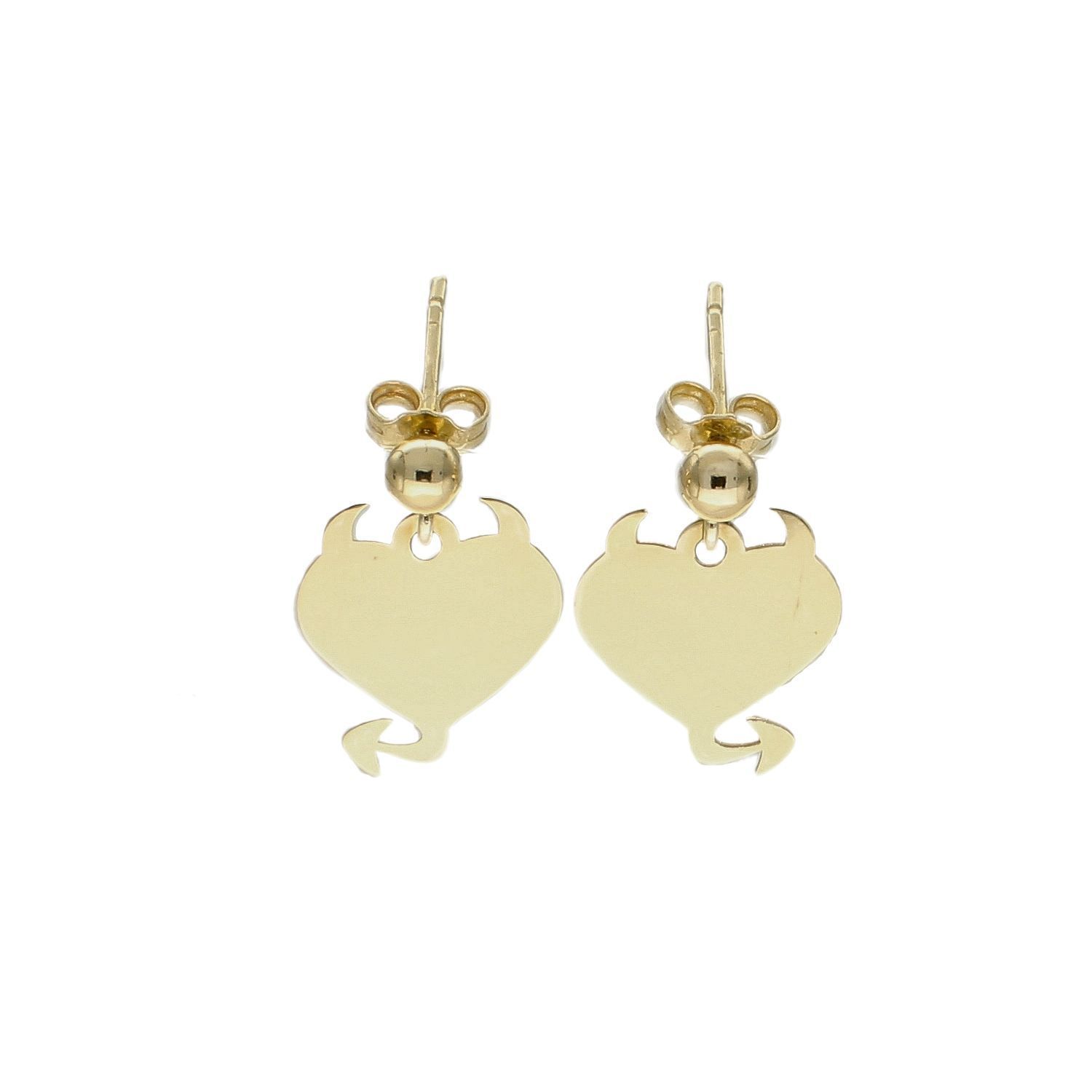 Kolczyki złote próby 585 serca wiszące diabełki KL 3022. Kolczyki złote próby 585 serca wiszące KL 3022 . Eleganckie, złote kolczyki z ozdobnym wiszącym elementem w kształcie serca. Kolczyki zapinane na wygodny sztyft..jpg